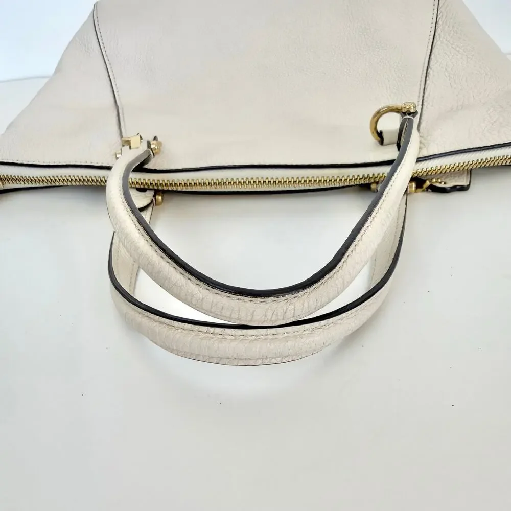 Coach Prairie Satchel Shoulder Crossbody Bag Polished Pebble Leather Chalk 79997